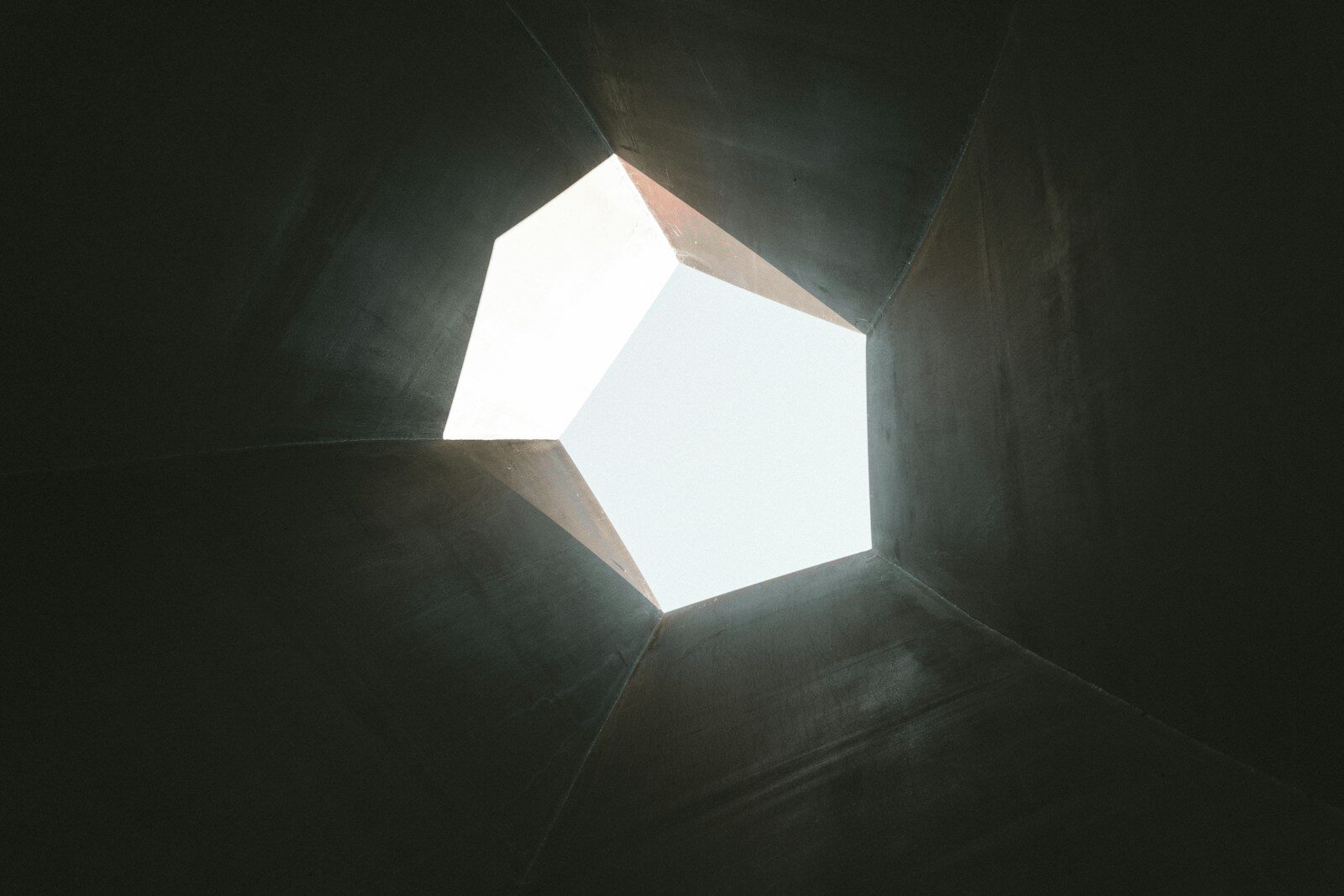 Geometric skylight opening to bright sky